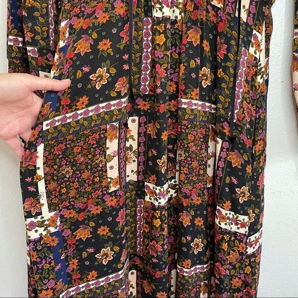 Zara Patchwork Floral Boho Peasant Midi Dress MulticolorXS - Picture 14 of 16